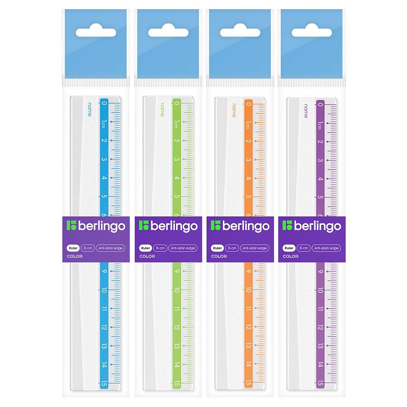 Линейка 15см Berlingo "Color", пластиковая, прозрачная 
