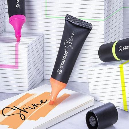 Текстовыделитель STABILO "Shine", РОЗОВЫЙ, линия 2-5 мм, 76/56 
