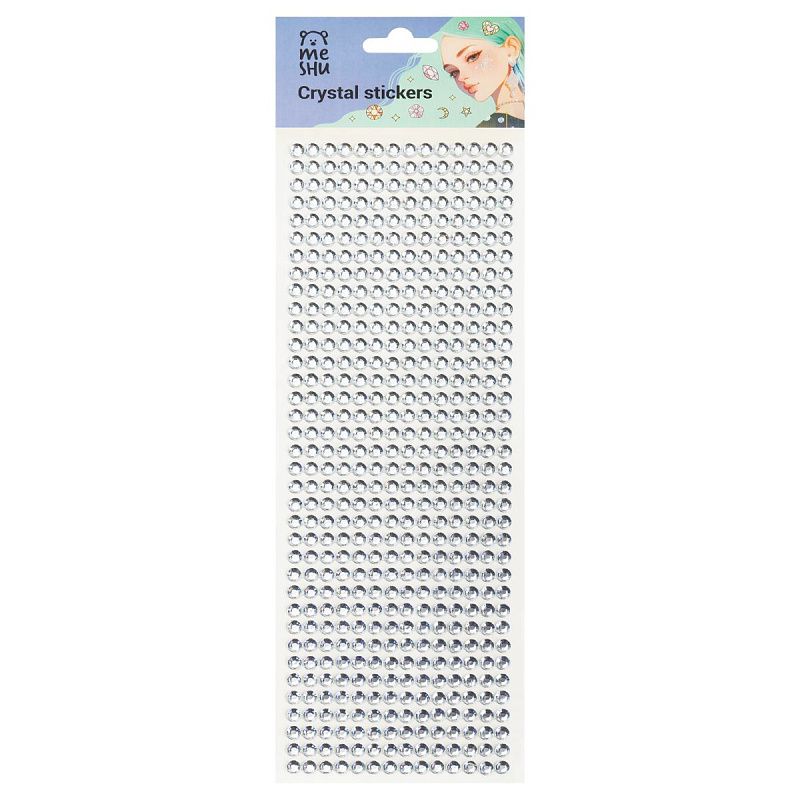 Стразы самоклеящиеся для творчества MESHU "Silver stripes" 504 наклейки, инд. уп., европодвес