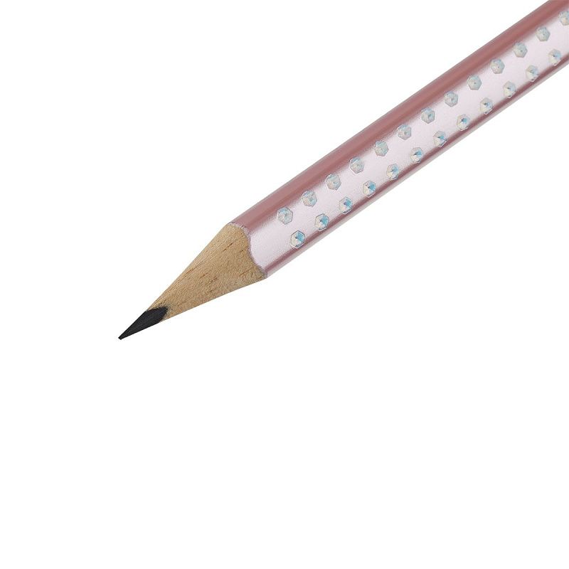 Карандаш ч/г Faber-Castell "Sparkle" В, трехгранный, заточен., розовый металлик 