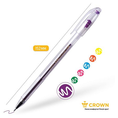 Ручка гелевая Crown "Hi-Jell Color" фиолетовая, 0,7мм 