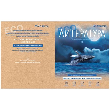 Тетрадь предметная 48л. BG "#Zaplanetu" - Литература, матовая ламинация