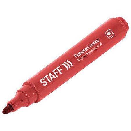 Маркер перманентный STAFF "Basic Budget PM-125", КРАСНЫЙ, круглый наконечник 3 мм, 152176 
