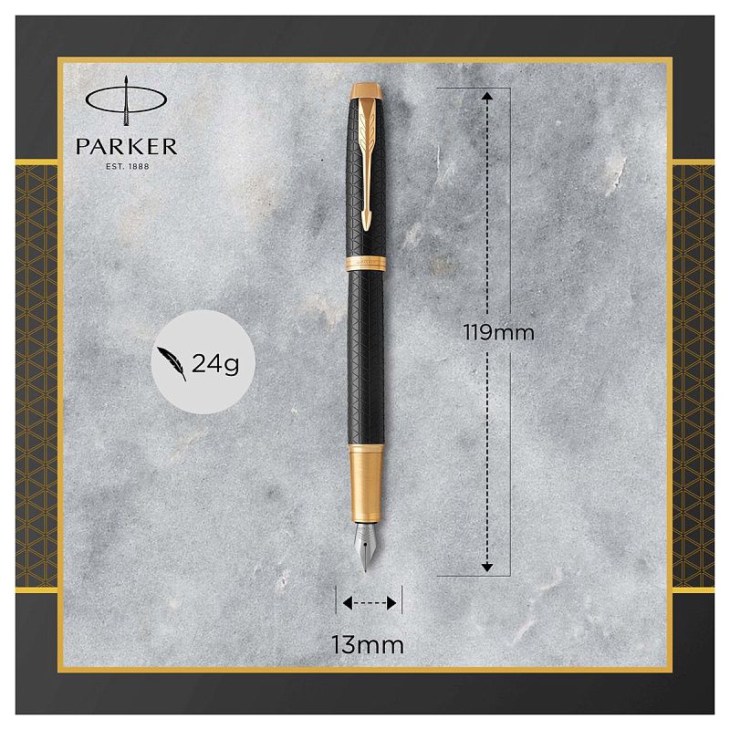 Ручка перьевая Parker "IM Premium Black/Gold GT" синяя, 0,8мм, подарочная упаковка 