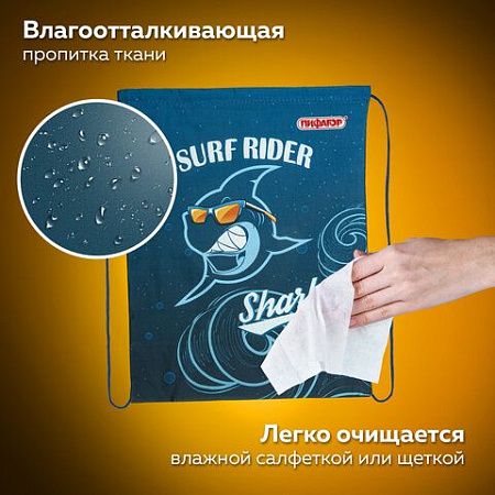 Мешок для обуви ПИФАГОР, 1 отделение, 42х34 см, "Shark attack", 271604 