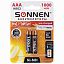 Батарейки аккумуляторные КОМПЛЕКТ 2 шт., SONNEN, AAA (HR03), Ni-Mh, 1000 mAh, в блистере, 454237