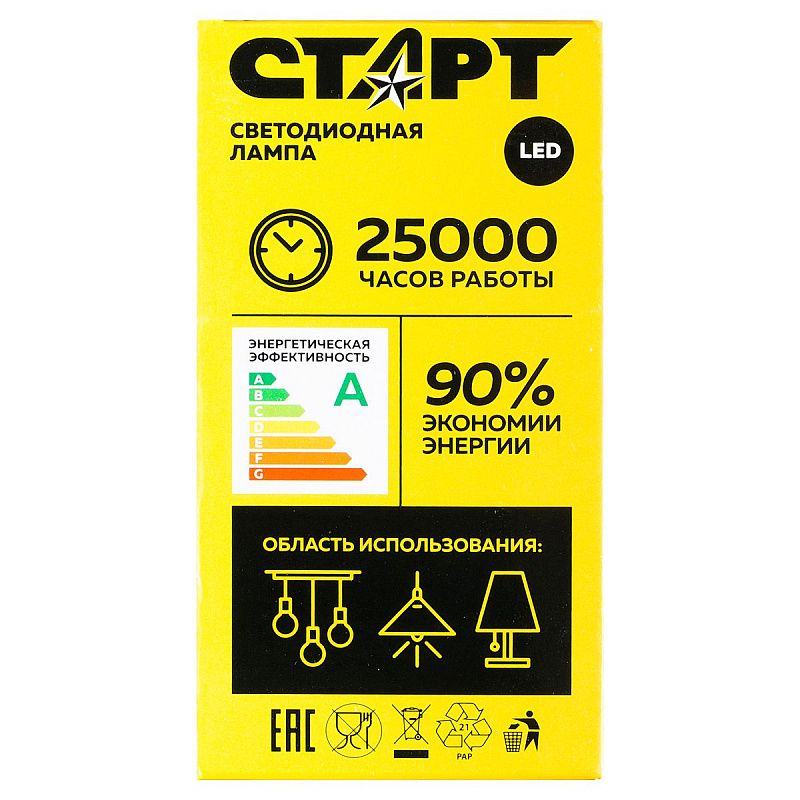Лампа светодиодная Старт LED, серия "WS" 7W30, тип А "груша", E27, 2700К, теплый свет, 25000ч