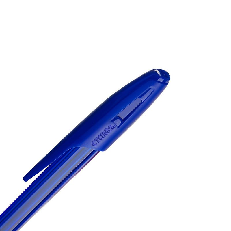 Ручка шариковая СТАММ "Орбита 100" 4шт., синие, 0,7мм, тонированный корпус, пакет с европодвесом 