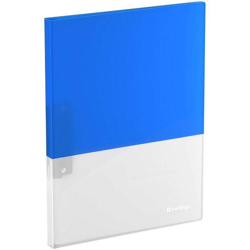 Папка с зажимом Berlingo "Semicolor" А4, 17мм, 700мкм, голубая, с внутр. карманом, софт-тач