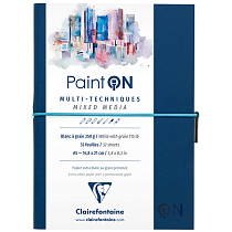 Скетчбук для смешанных техник 32л., А5 Clairefontaine "Paint ON", на сшивке, легкое зерно, резинка, кожзам, 250г/м2