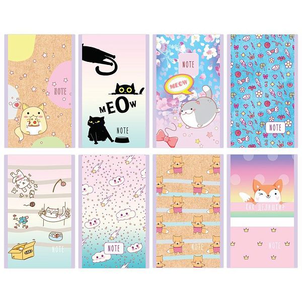 Блокнот А6 32л., на скрепке BG "Как делишки?", блестки, ассорти