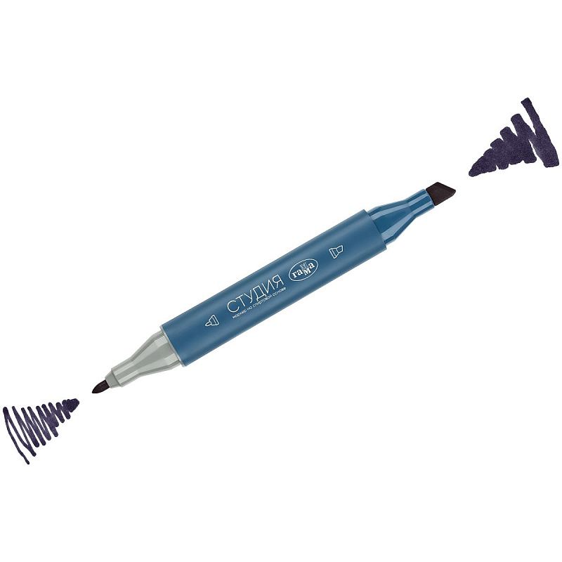 Маркер двусторонний для скетчинга Гамма "Студия", фиолетовый темный, корпус трехгранный, пулевид./клиновид. наконечники