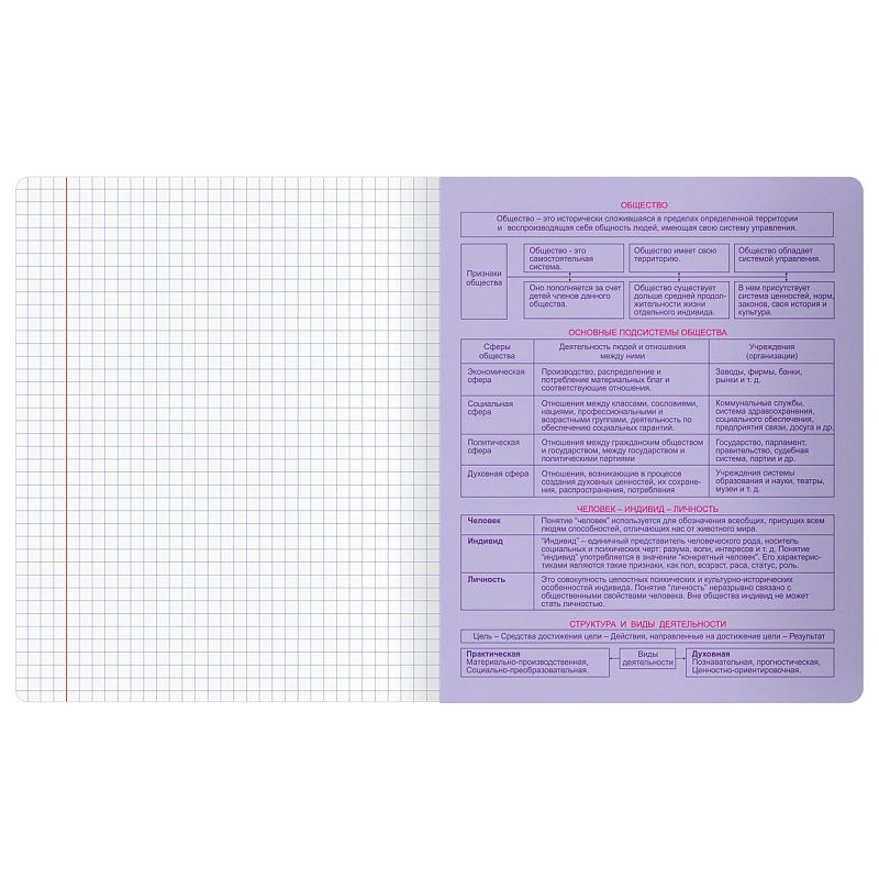 Тетрадь предметная 48л. BG "Информационное поле"- Обществознание, soft-touch ламинация, выб. лак