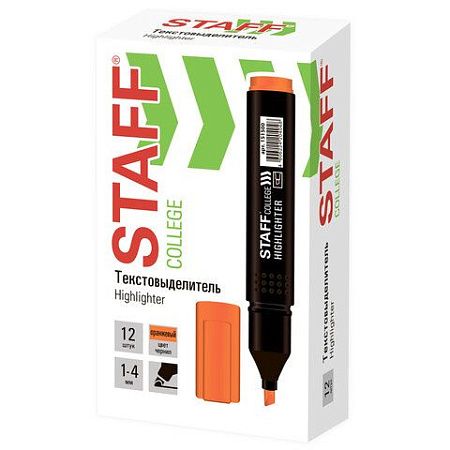 Текстовыделитель STAFF College "STICK HL-497", ОРАНЖЕВЫЙ, 1-4 мм, 151500 