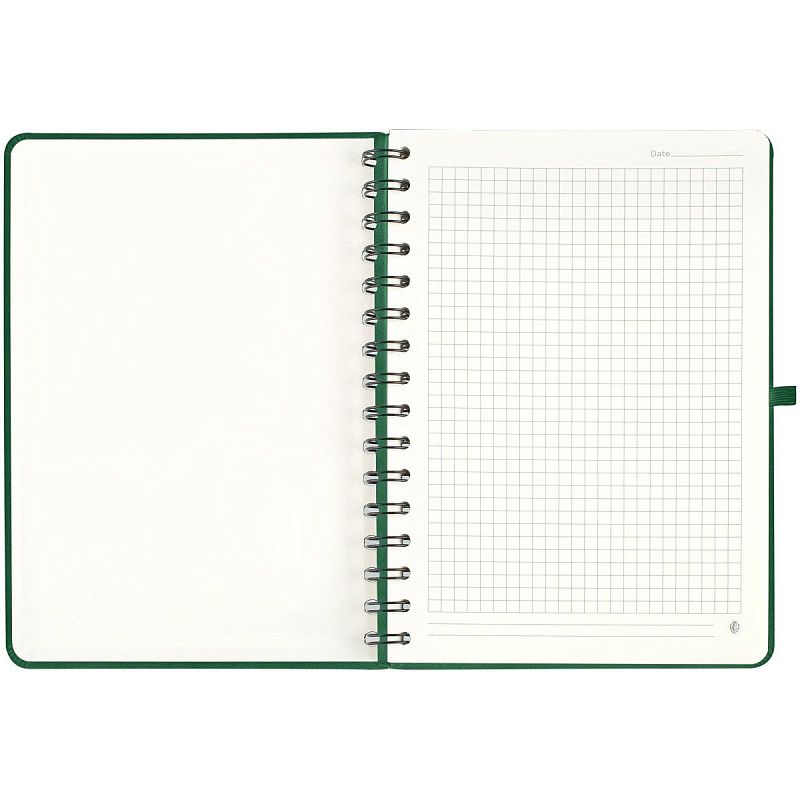 Записная книжка А5 96л., кожзам, на гребне, Greenwich Line "Just start. Green", твердая обложка, тиснение фольгой, с петлей для ручки