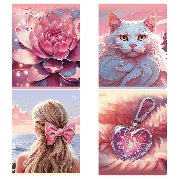 Тетрадь 48л., А5, клетка BG "Нежность", soft-touch ламинация, тиснение фольгой