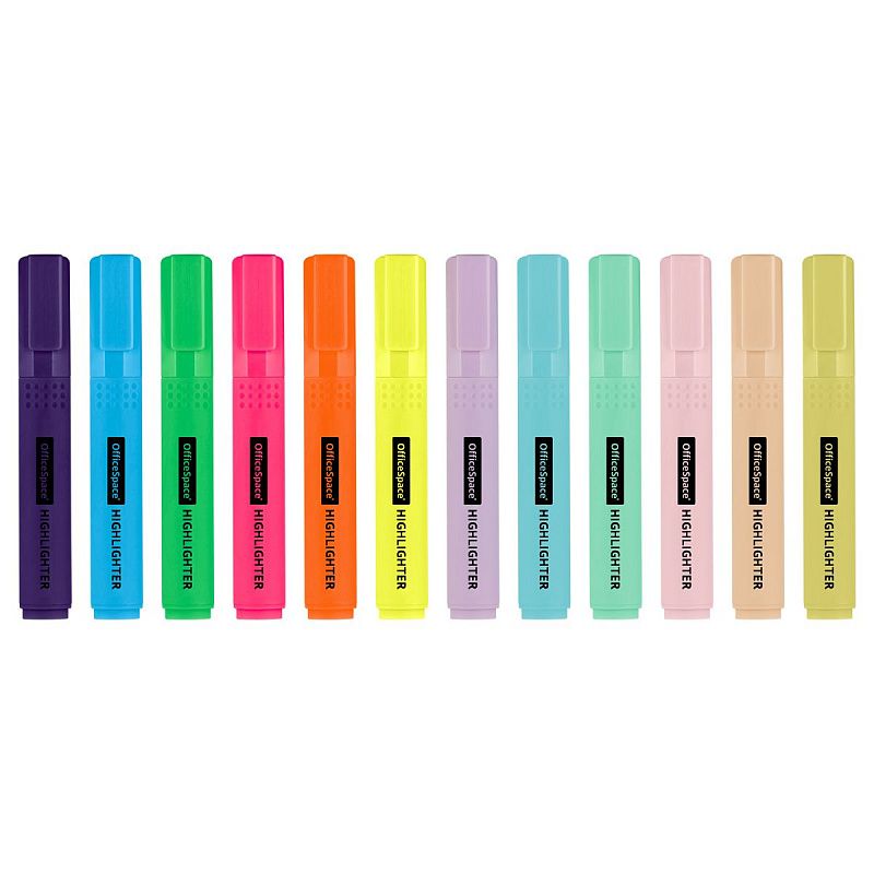 Набор текстовыделителей OfficeSpace 12цв., 6цв. пастельные, 6цв. неоновые, 1-4мм, ПВХ-бокс 