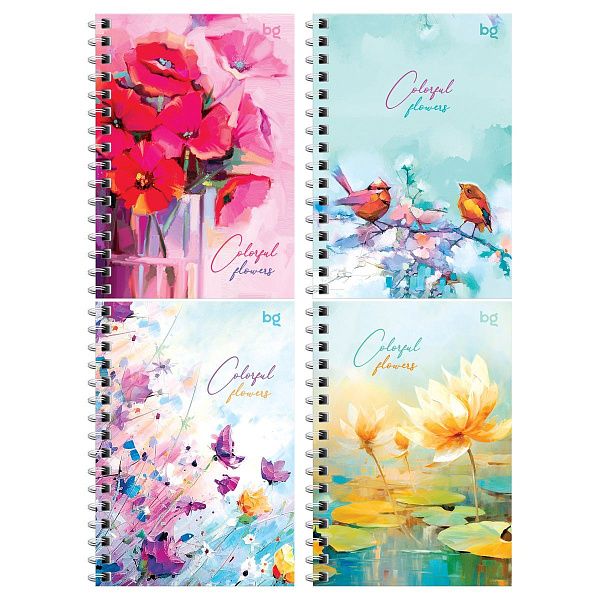 Записная книжка А6 120л. на гребне BG "Цветочный стиль"