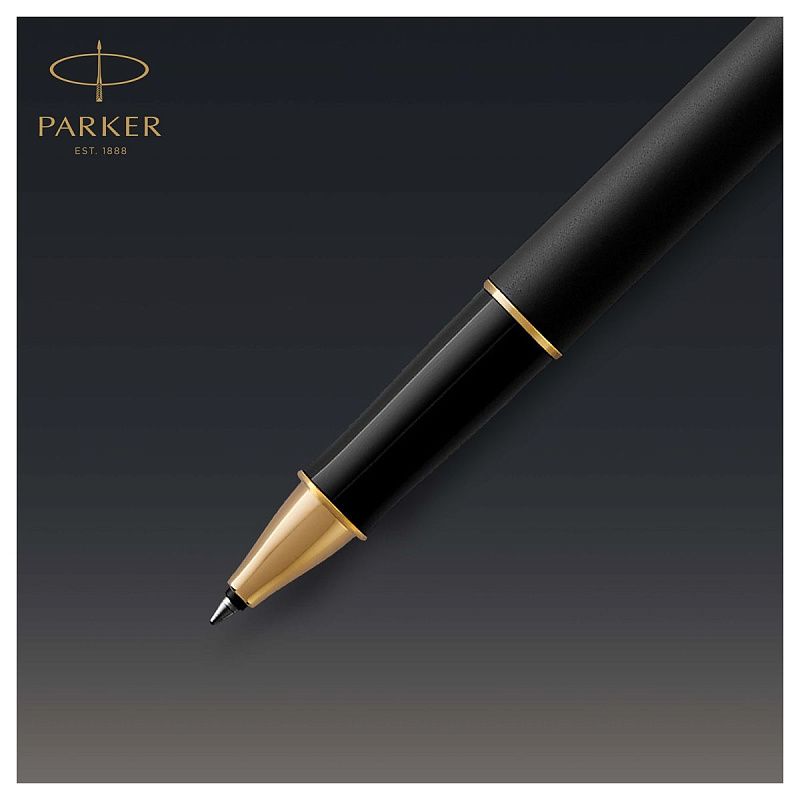 Ручка-роллер Parker "Sonnet Matte Black GT" черная, 0,8мм, подарочная упаковка 
