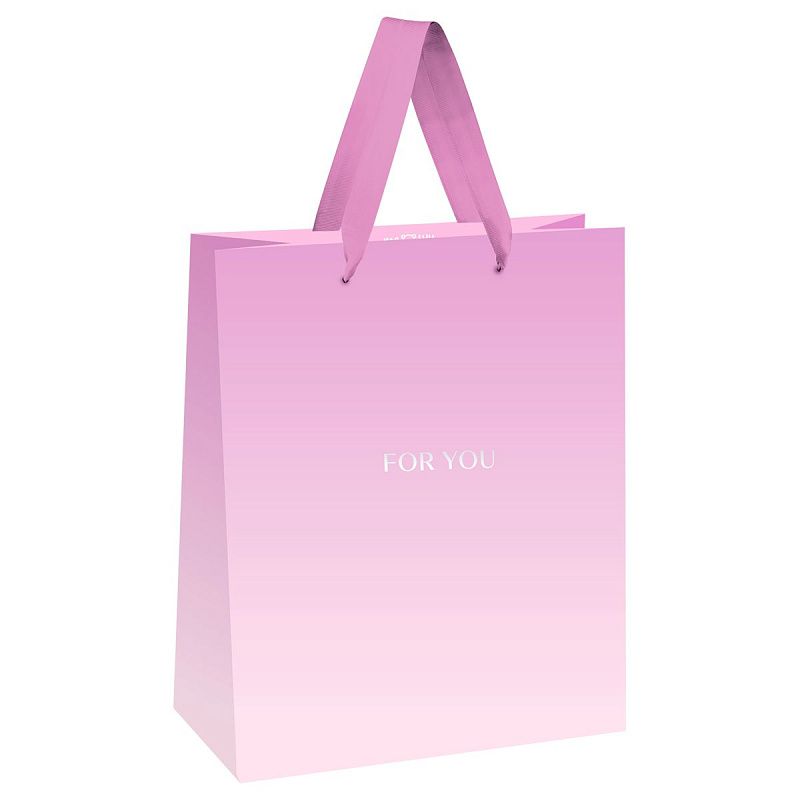 Пакет подарочный 18*23*10см MESHU "For you. Pink", фольга, матовая ламинация