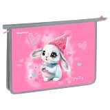 Папка для тетрадей 1 отделение, А4 Berlingo "Dreamy Bunny", 340*245*40 мм, пластик, на молнии