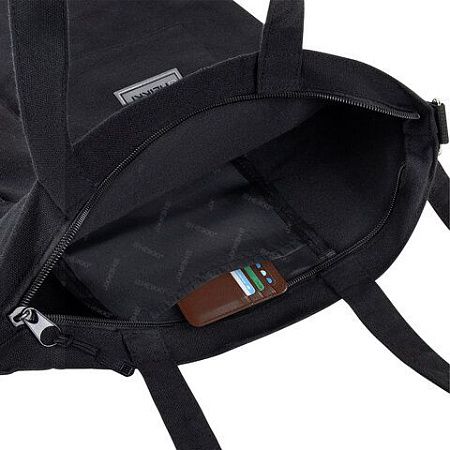 Сумка шоппер HEIKKI EQUIP (ХЕЙКИ), канвас, карман для бутылки, 40х35 см, черный, 272442 