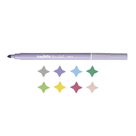 Фломастеры Carioca "Pastel", 08цв., смываемые, ПВХ, европодвес