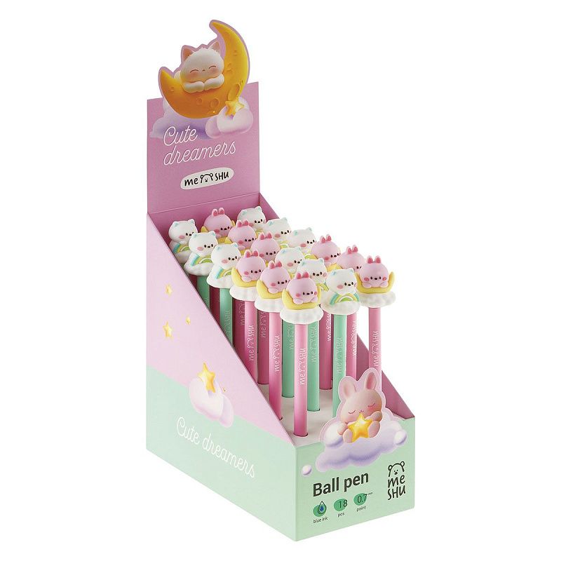 Ручка шариковая MESHU "Cute Dreamers" синяя, 0,7мм, корпус ассорти 