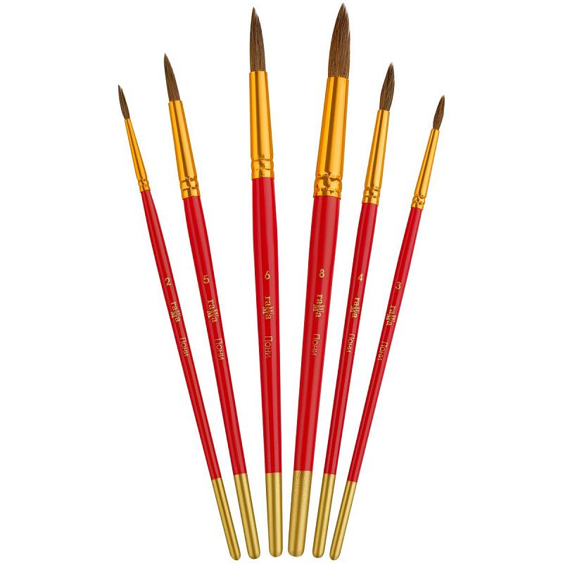 Набор кистей Гамма "Мультики" 6шт, пони, круглые № 2, 3, 4, 5, 6, 8, блистер, европодвес