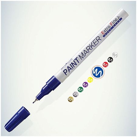 Маркер-краска MunHwa "Extra Fine Paint Marker" синяя, 1мм, нитро-основа 