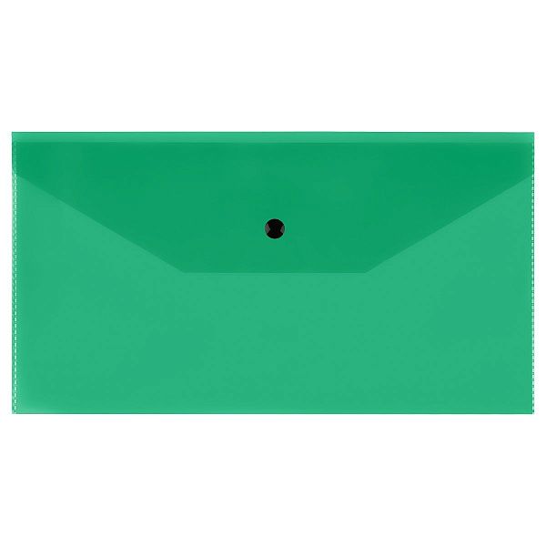 Папка-конверт на кнопке СТАММ С6, 150мкм, пластик, прозрачная, зеленая
