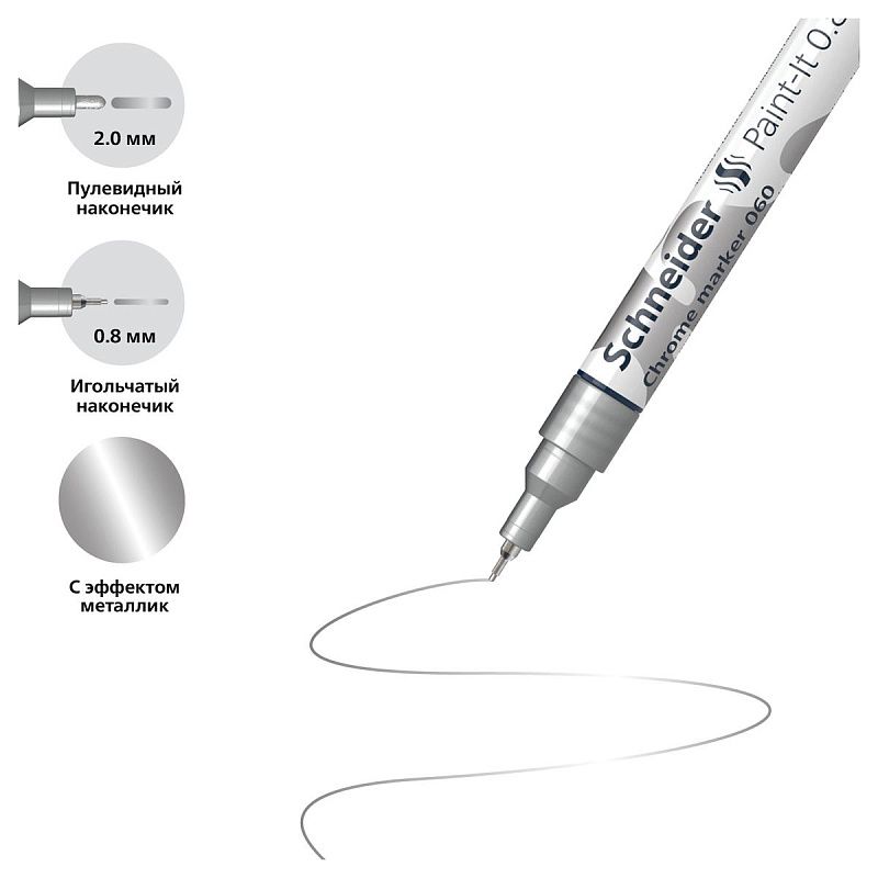 Набор маркеров для декорирования Schneider "Paint-It 060/061" 2шт., хром, 0,8мм + 2мм, картон. упаковка 