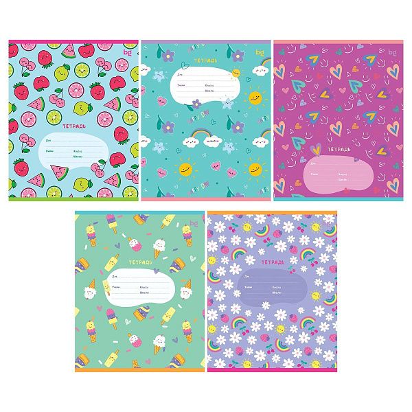 Тетрадь 12л., клетка BG "Happy day", выб.лак