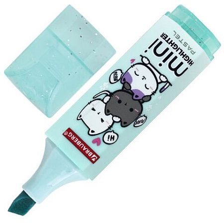 Текстовыделитель мини с принтами BRAUBERG "PASTEL", АССОРТИ В ПЛАСТИКОВОЙ БАНКЕ, 1-5 мм, 152536 