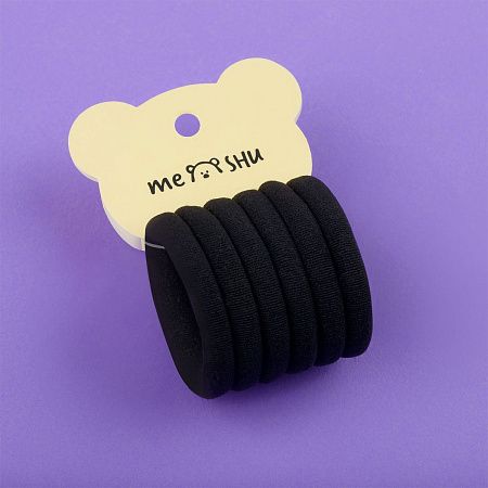 Резинки для волос MESHU "Essence", черные, 6шт., европодвес