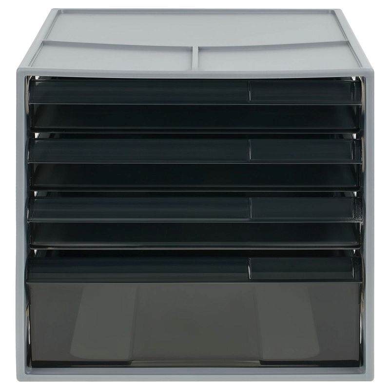 Блок из 4 выдвижных лотков СТАММ, серый корпус, тонированные черные лотки