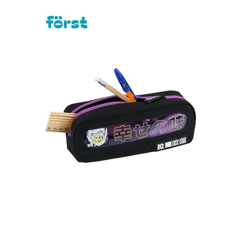 Пенал мягкий с прозрачным окошком, 1 отделение, 205*80*50 Först "Smile", текстиль с ПВХ 