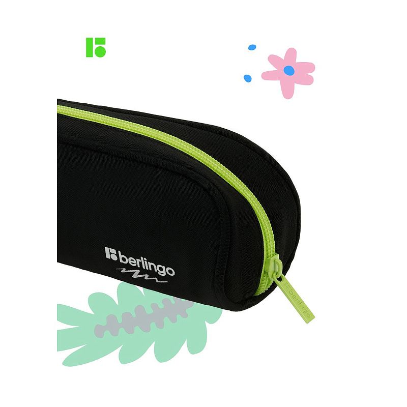 Пенал-косметичка 1 отделение, 220*75*55 Berlingo "Yellow zip", полиэстер 