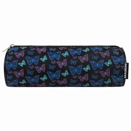Пенал-косметичка BRAUBERG, Butterflies, черный, 20х7х7см, 272296 