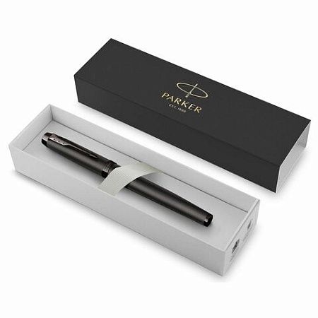 Ручка перьевая PARKER "IM Professionals Monochrome Titanium", темно-серый лак, сталь, синяя, 2172959 