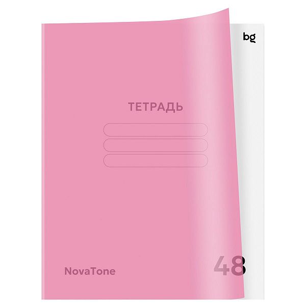 Тетрадь 48л. клетка BG "NovaTone. Пыльная роза", пластиковая обложка