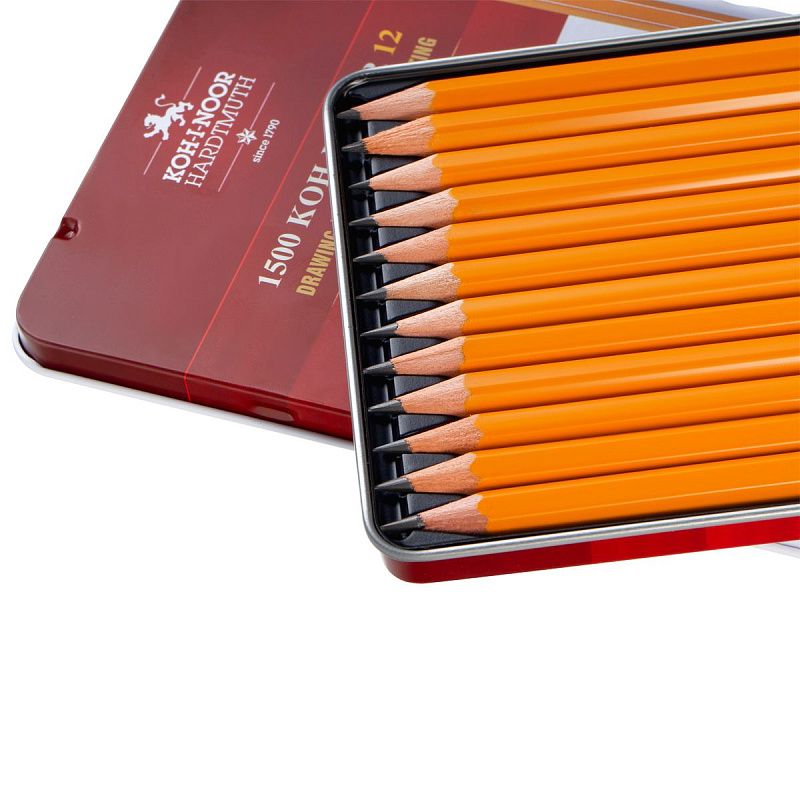 Набор карандашей ч/г Koh-I-Noor "1500 Art" 12шт., 8B-2H, заточен., метал. пенал 
