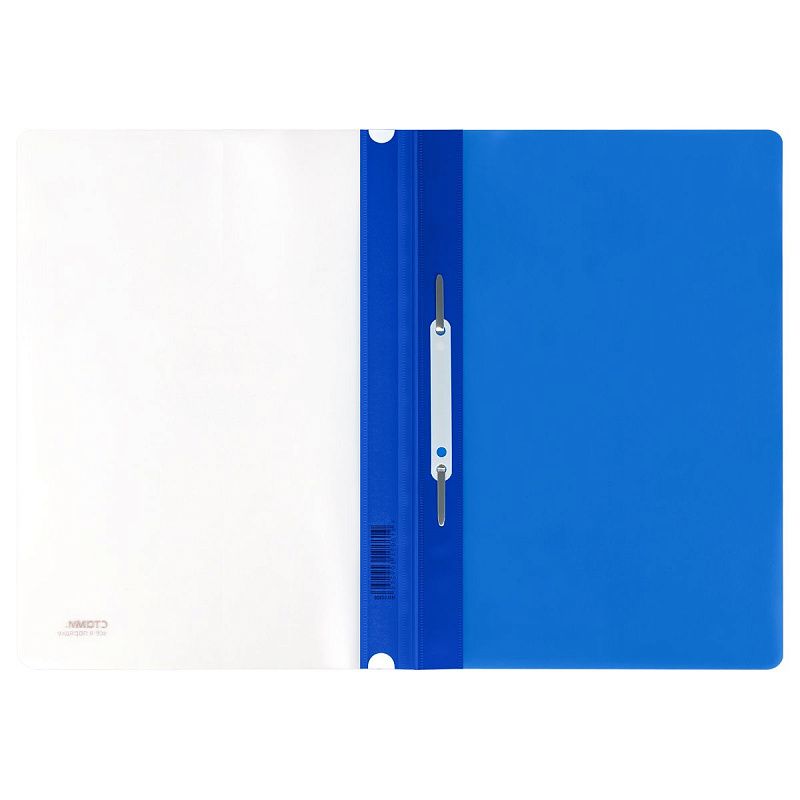 Папка-скоросшиватель пластик. перф. СТАММ А4, 180мкм, синяя с прозр. верхом 