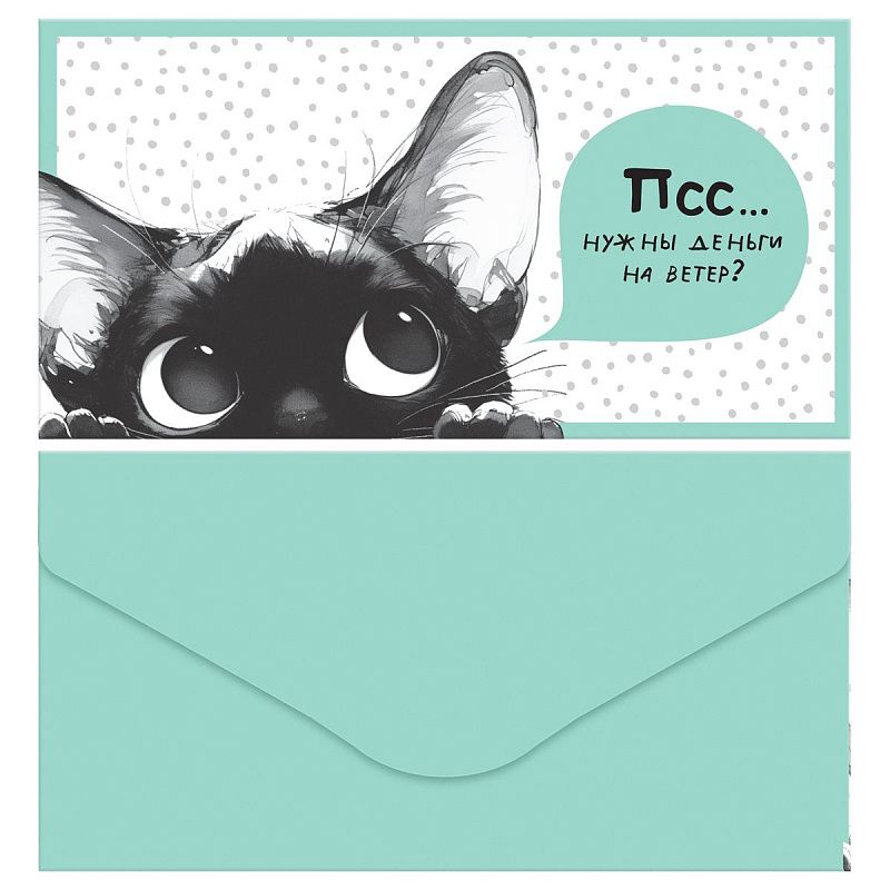 Конверт для денег MESHU "Funny cats" 85*164мм, матовая ламинация, 4 дизайна