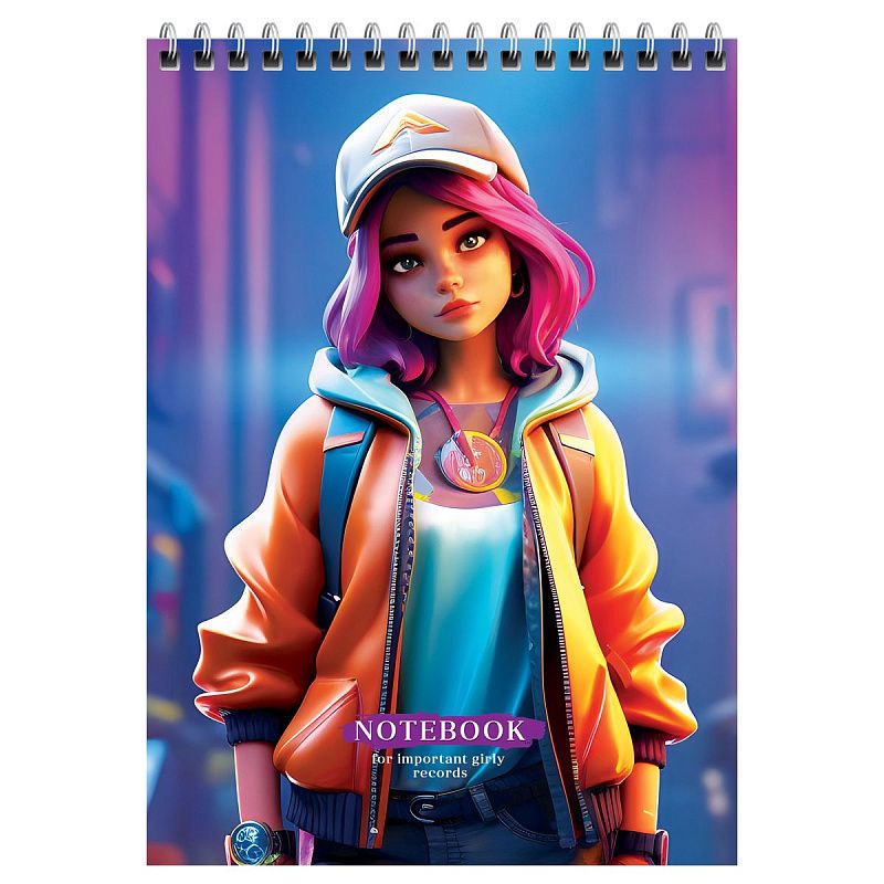 Блокнот А5 60л. на гребне BG "Important girl", твердая подложка