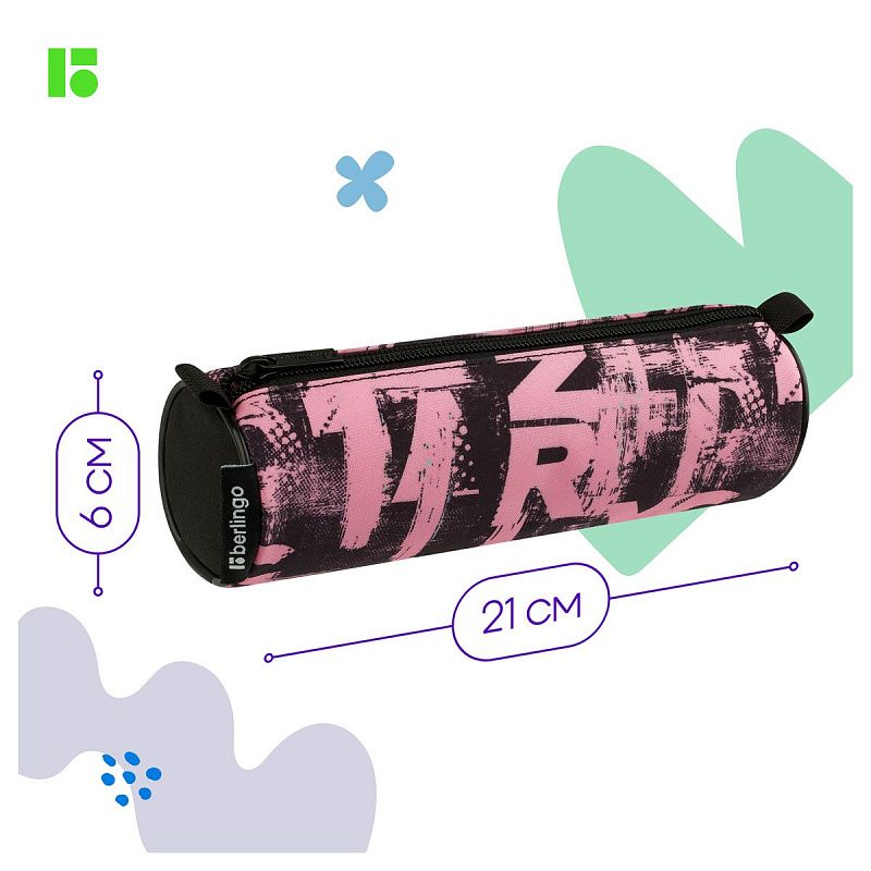 Пенал-тубус 1 отделение, 210*60 Berlingo "Pinky", полиэстер 