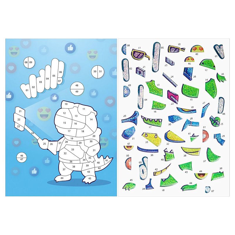 Аппликация наклейками ТРИ СОВЫ "Крокодино", А4, 1 основа, объемные наклейки, картонный конверт