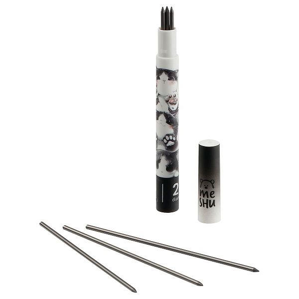 Грифели для механических карандашей MESHU, 6шт., 2,0мм, HB