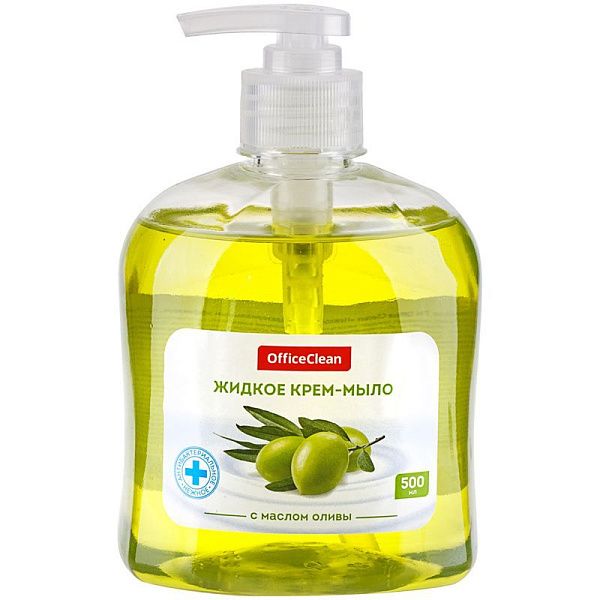 Мыло-крем жидкое OfficeClean "Нежное", антибактериальное, с маслом оливы, с дозатором, 500мл 