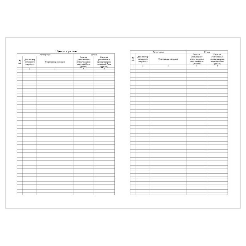 Книга учета доходов ИП, применяющих упрощенную систему налогообложения, А4, 40стр., скрепка, блок офсетная бумага